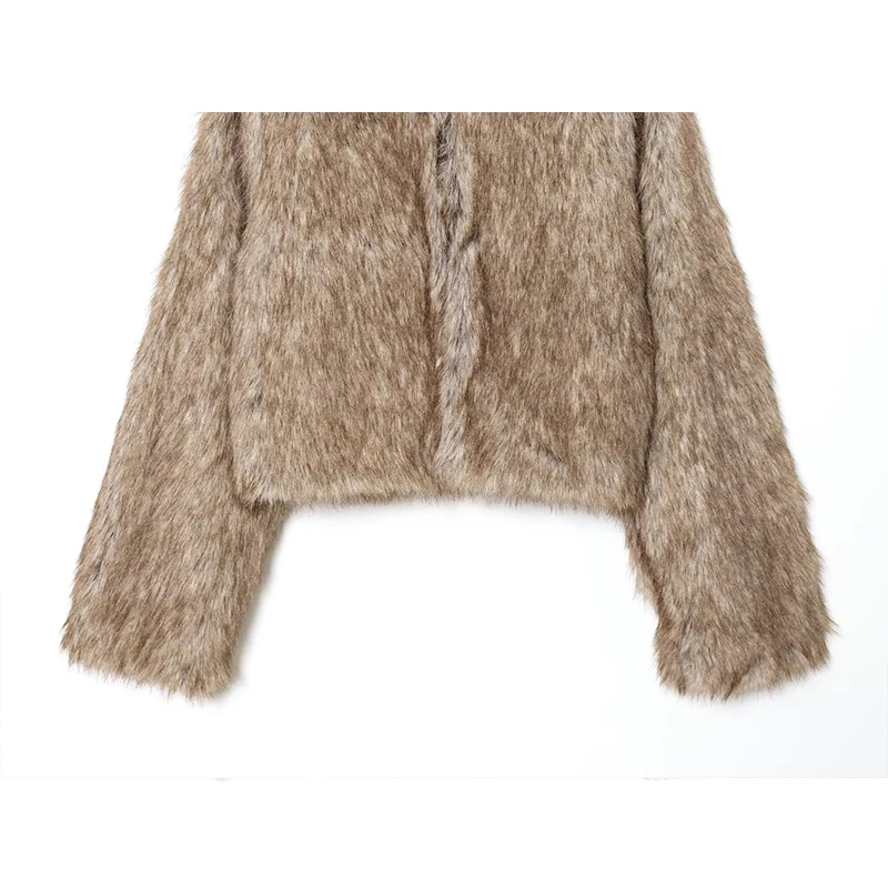 Women's Thick Warm Faux Fur Cropped Jacket Coat Long Sleeve Fluff Fur Winter Jackets For Women Elegant New Outerwear Chic Tops ﻿