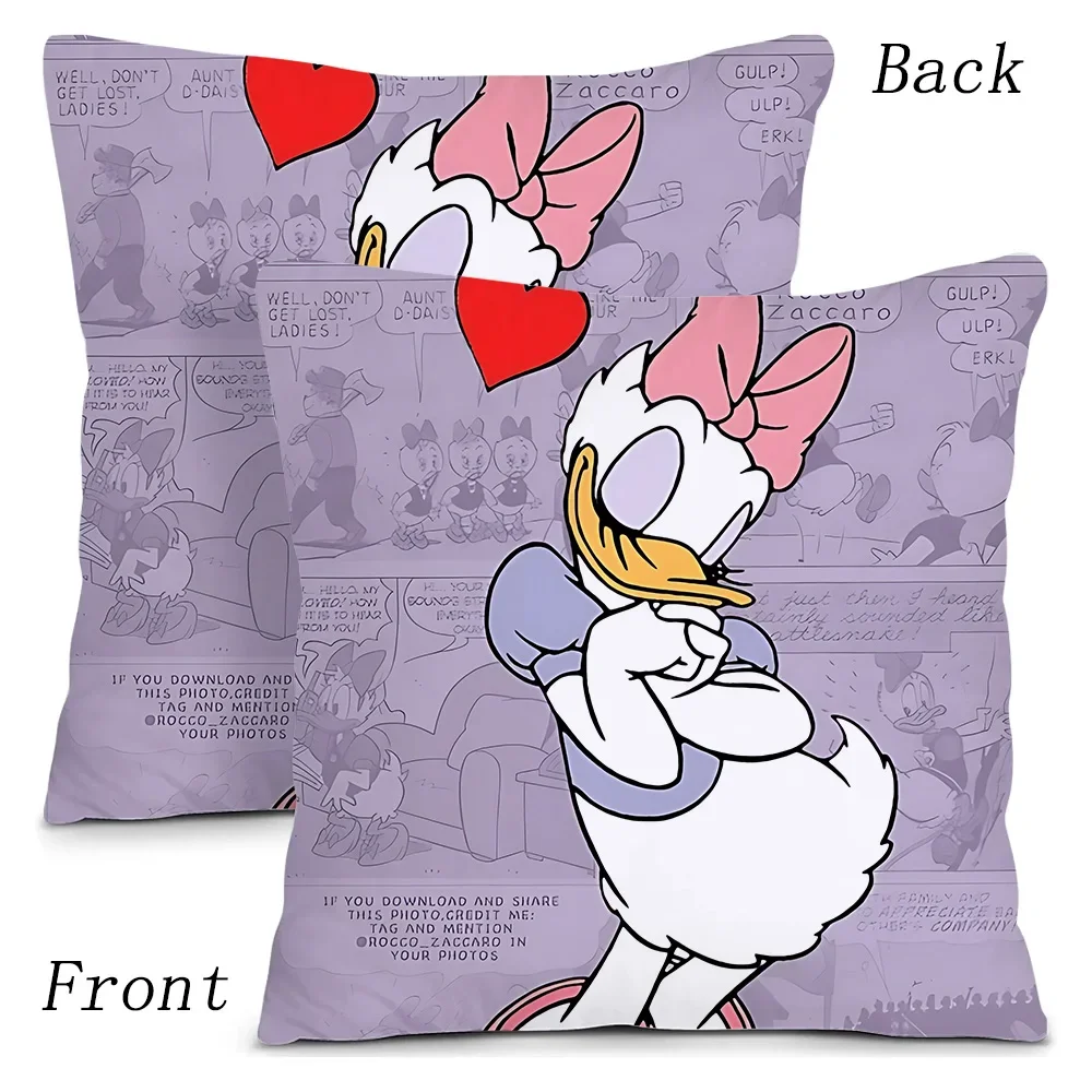 Pillow Covers Cartoon Sofa Decorative Double-sided Printing Short Plush Cute Disneys Donald Duck Cushion Cover