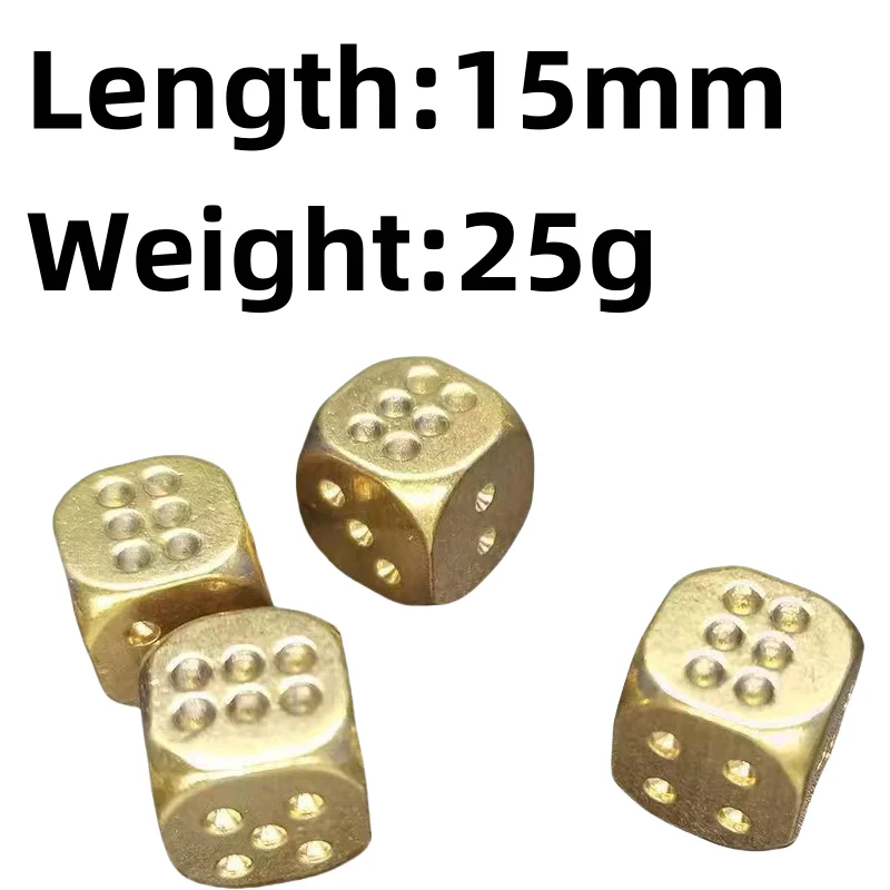 2Pcs Metal Dice Brass Gold Color High Quality 6 Sided Dice Brass dice hand polished Stress RelievingToys For Adult 15mm 5
