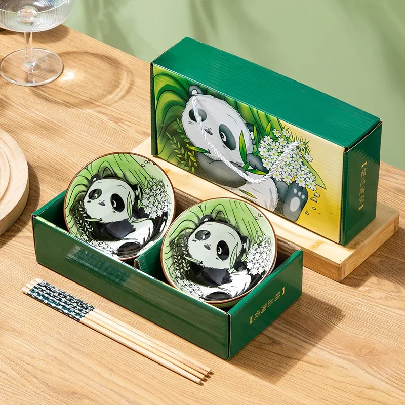 Japanese Hand-painted Tableware Ceramic Bowls Creative Bowls and Chopsticks Set Gift Box Dish Set Household Use