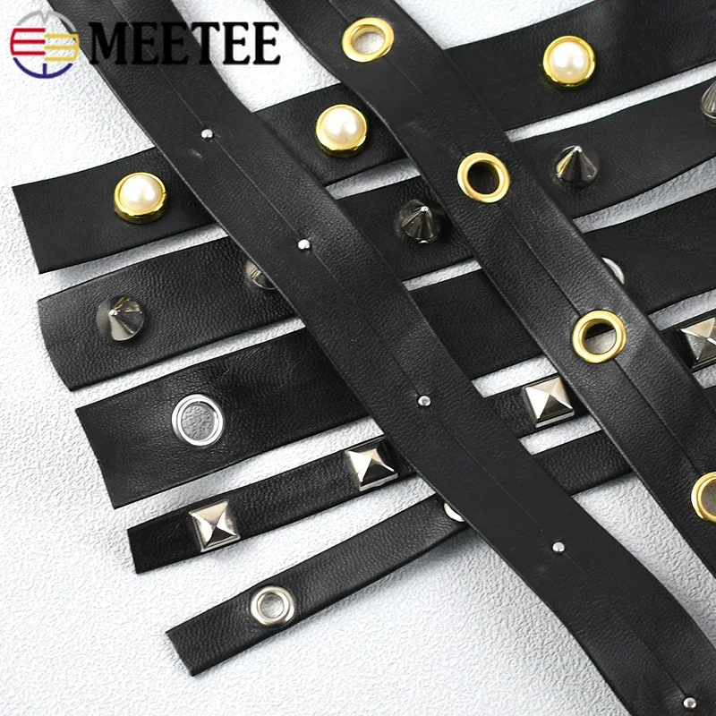 5/10/20M 10-20mm PU Leather Ribbon Punk Rivet Bag Strap Bracelet Cord Garment Hat Belt Decor Band Necklace DIY Sewing Accessory