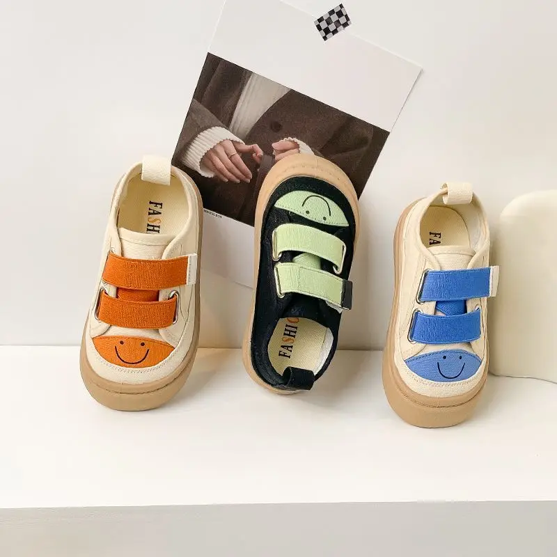 

Soft Sole Non-Slip Boys Girls Breathable Canvas Shoe Fashion Kids Casual Shoes Sneakers Children Smiling Face