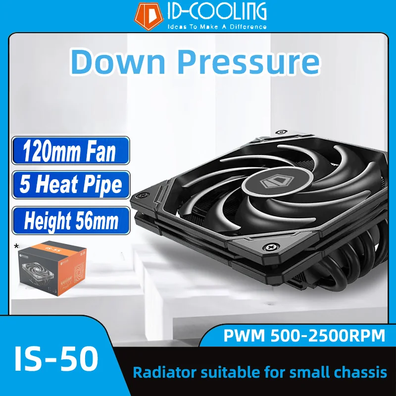 

ID-COOLING IS-50X CPU Cooler 15mm Ultra-thin Radiator Fan 5 Heatpipes Down Pressure Radiator for LAG1700/1200/115X AM4 AM5