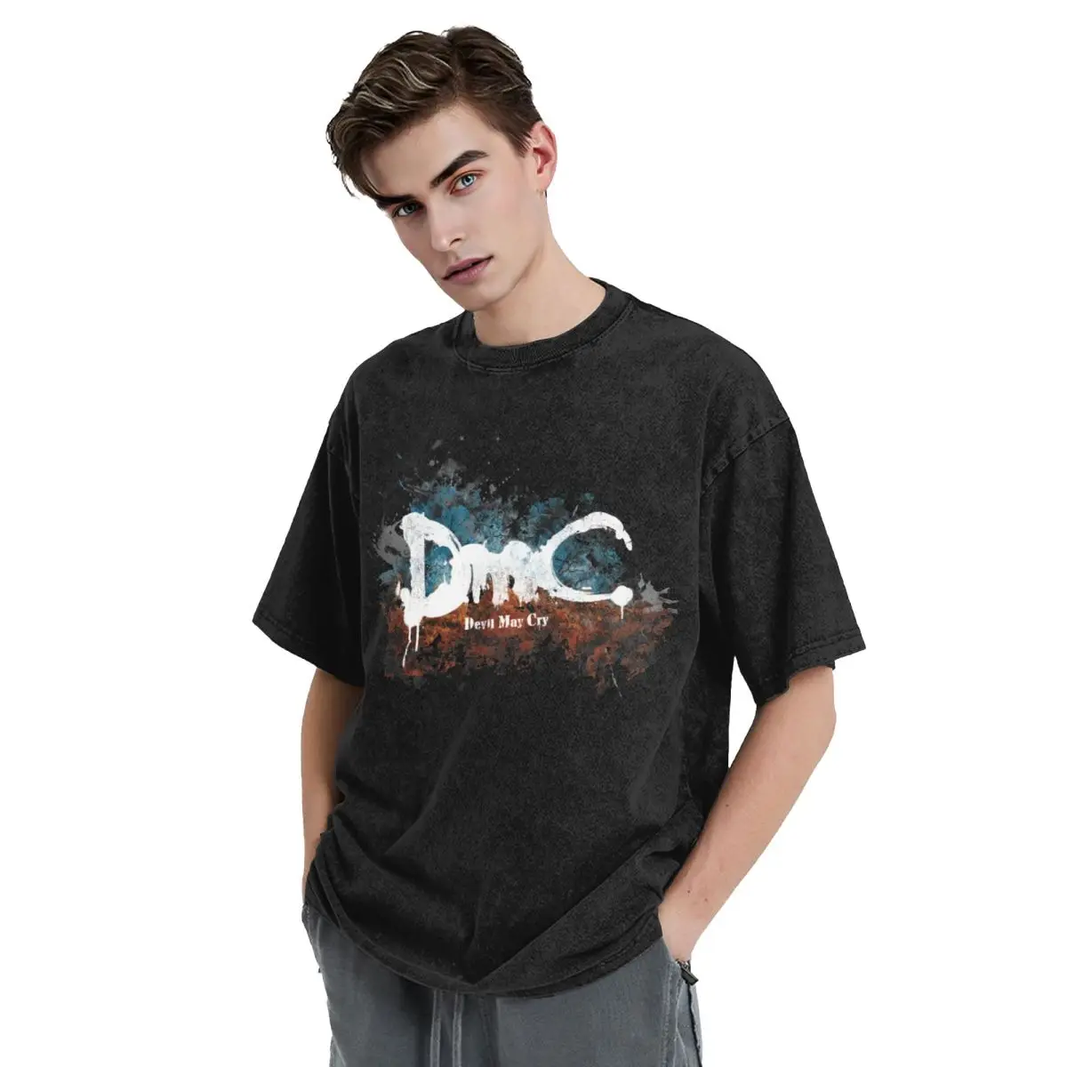 00’s Devil May Cry T-shirt Devil May Cry T Shirts Hip Hop Washed 100% Cotton Oversize T