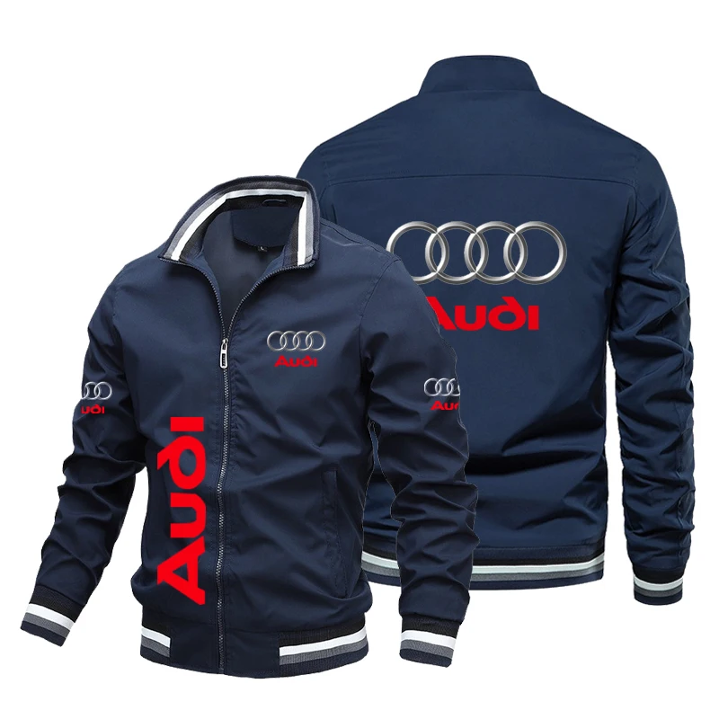 Men's Racing Jacket Audi Car Logo Jacket Fashion Oversized Motorcycle Jacket Windproof Cycling Jacket Audi Men's Clothing 2