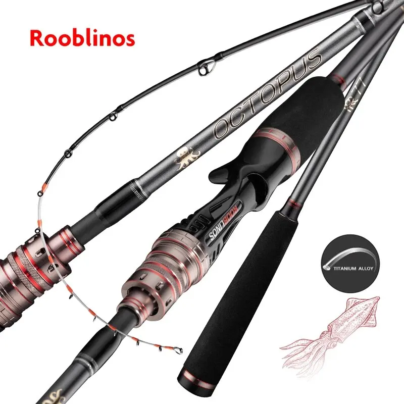 Rooblinos OCTOPUS 오징어 로드, 33T 탄소 섬유, 티타늄 합금 로드 팁, 스피닝 캐스팅 낚싯대, 1.65m 