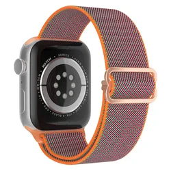 Elastic Nylon Scrunchie Strap Bracelet for 42 44 45 49mm-S10 46 (19 Tangerine edge)