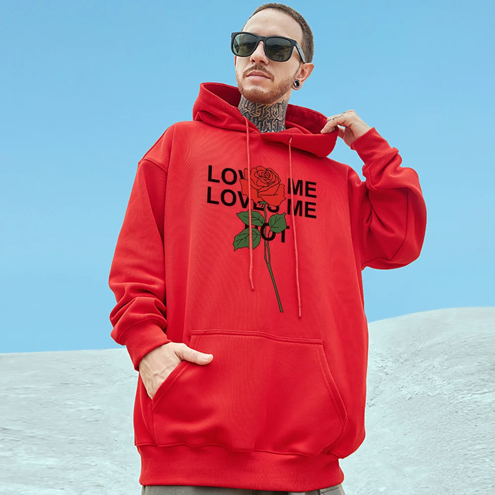 

Толстовка мужская с капюшоном Love Me, модная уличная хлопковая кофта с капюшоном, Повседневная Свободная кофта оверсайз, весна