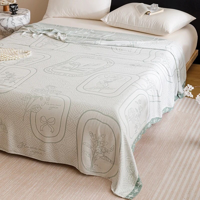 자연 대나무 섬유 담요 통기성 소파 침대 커버 홈 야외 자카드 꽃 냉각 여름 이불 드롭 배송