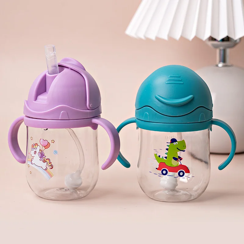No Spill Sippy Cup For Toddlers Wide-Caliber Baby Drinking Bottle With Gravity Ball Straw Milk Water Dual-Use Kids Feeding Cups water bottle drinking cup water cup feeding cup