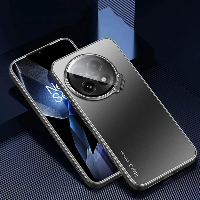 Premium Shockproof Matte Kickstand Case with Metal Lens Camera Holder