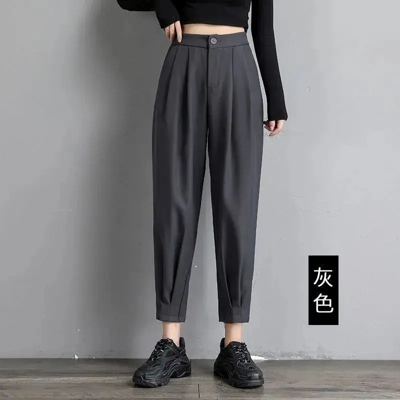 2023 Summer Fashion Commuting Simple High Waist Button Loose Relaxed Slim Drop Feel Versatile Oversize Women's Suit Harlan Pants