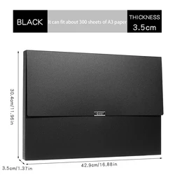 High - Grade Foldable Waterproof A3 Document Storage Box - Large Capacity, Durable Plastic (B - 3.5CM)