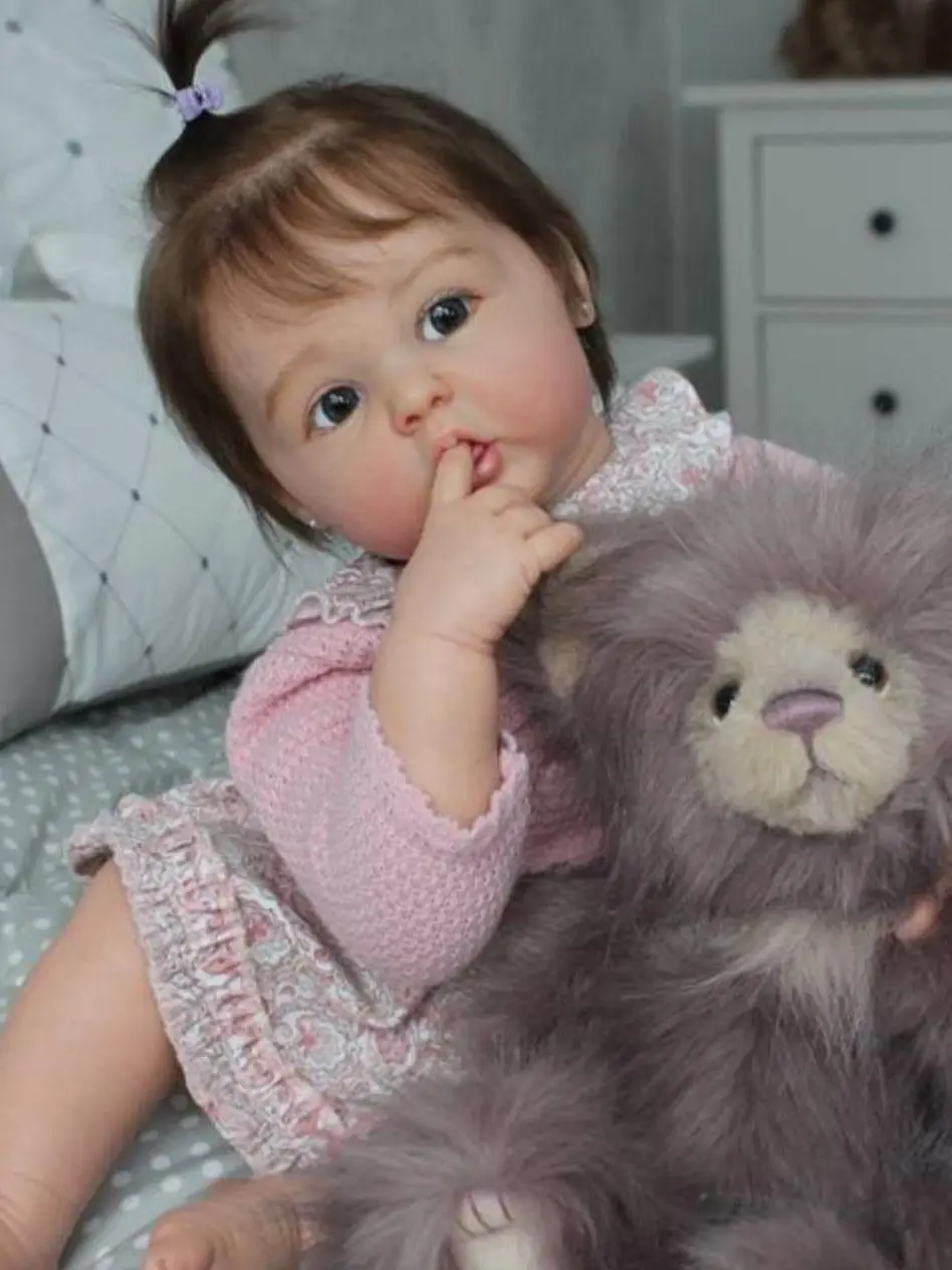 

60/55CM Reborn Toddler Doll Full Silicone Body Girl Erin Reborn 3D Skin Painted Visible Veins Handmade Collectible Art Doll
