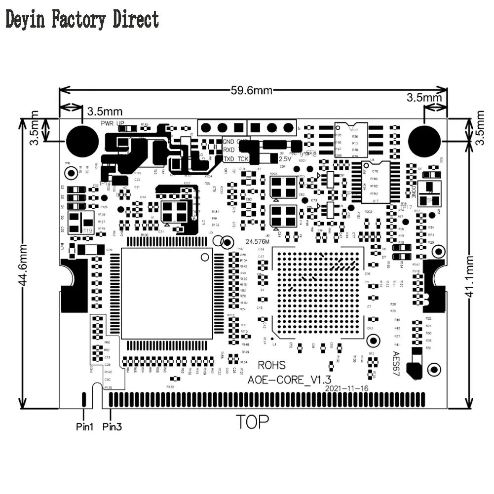 A264 Dante AES67 오디오 전송 카드 64×64 채널 M.2 디지털 오디오 모듈 48/96kHz 32비트