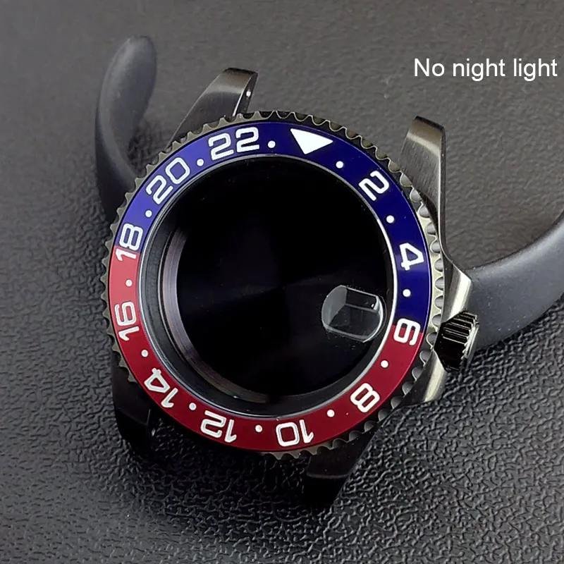40MM Sapphire Glass GMT Bidirectional Rotation Watch Case with Accessories
