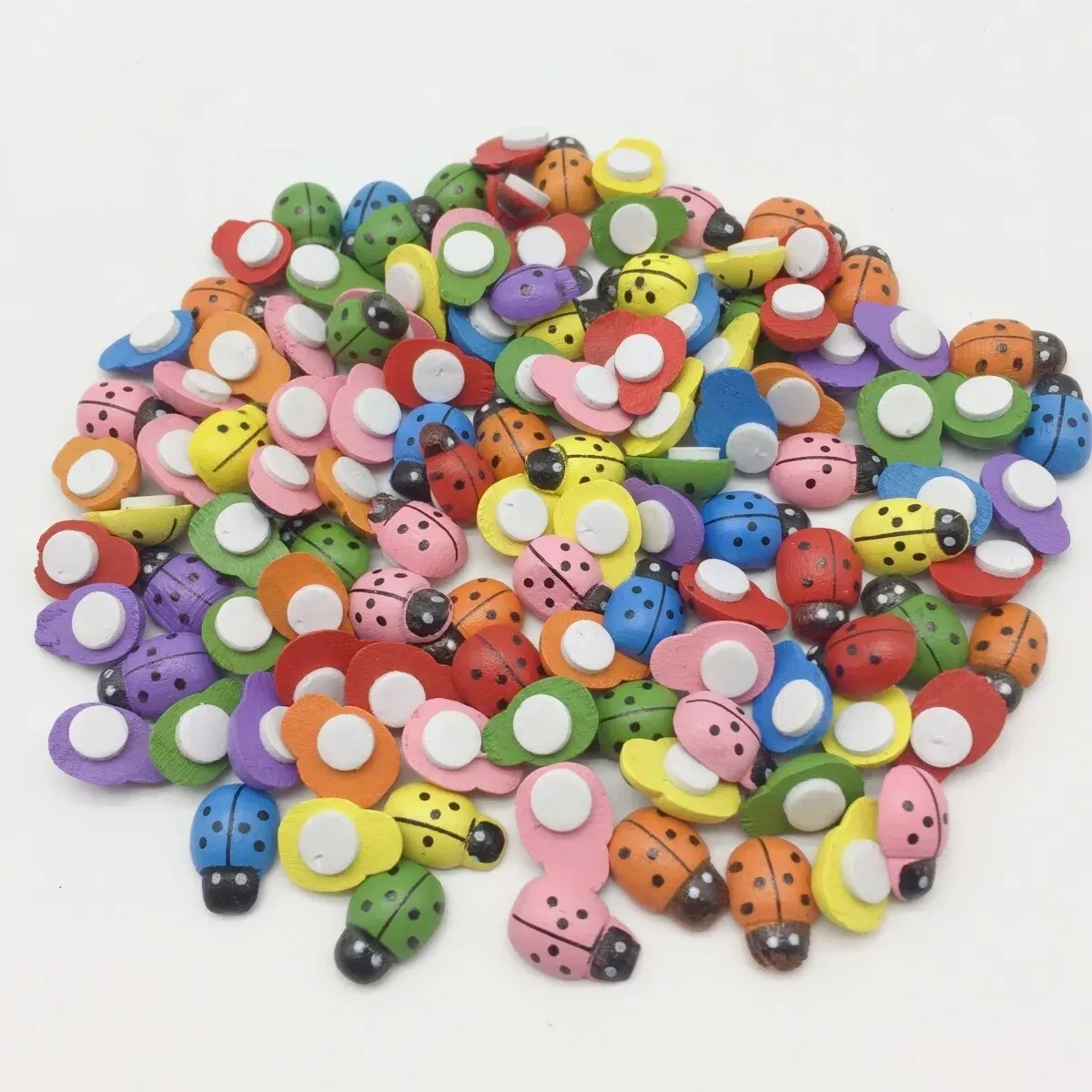 Self Adhesive Stickers 100pcs Wooden 9x13mm Ladybirds Bees Ladybug Self Adhesive Stickers DIY Easter Crafts Decoration For Scrapbooking Embellishments