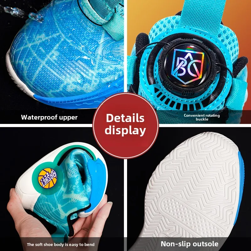 Luminous Lighted Rotating Children Basketball Shoes Comfortable for Boys Sneakers Anti Slip Wear-resistant Outdoor Sports Shoes