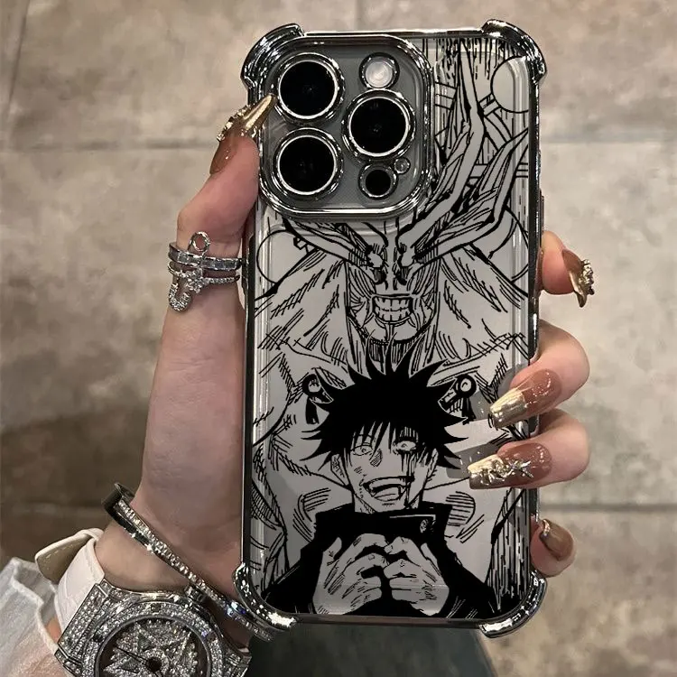 Stylish Hot Anime Jujutsu Kaisen Gojo Plating Phone Case with Anti-Fall Airbag Protection
