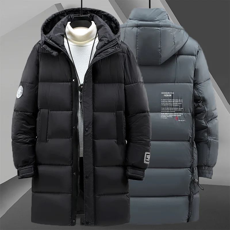 Mens Winter Down Jacket Warm Cotton Hooded Parka Windbreaker Padded Long Padding Coat Big Size 10XL 8XL