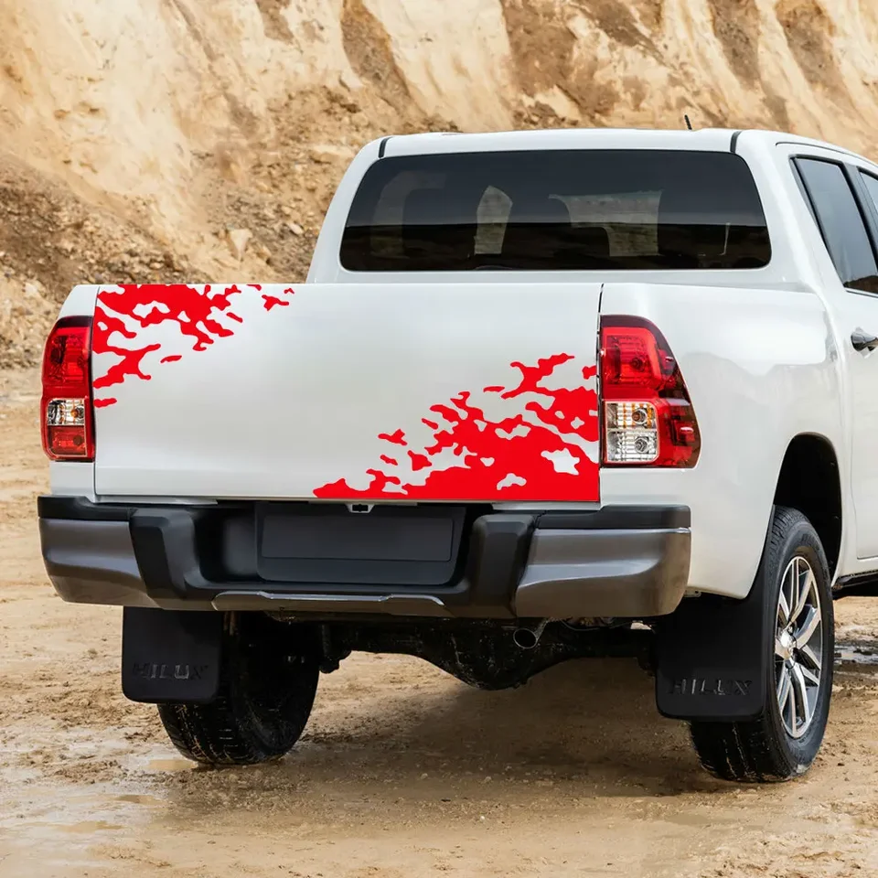 MountValleyClimber 2-Piece Red Vinyl Truck Bed Graphic Strips - 90"x22", Fits Ford, Jeep, Chevy, Toyota & More