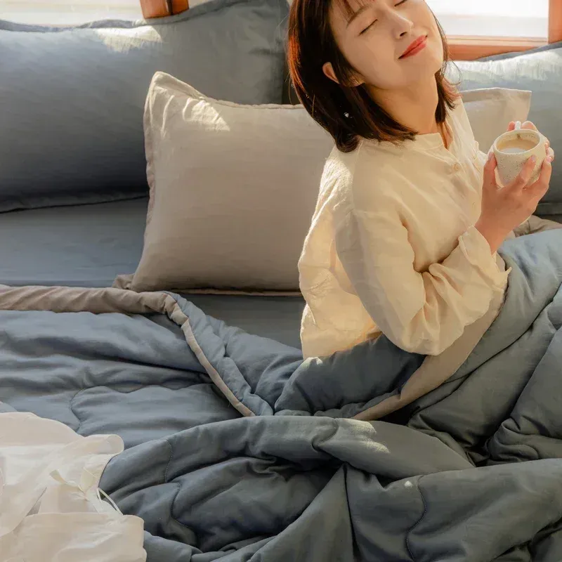 Comforter Lightweight Cooled Summer Quilt With Cooling Fabric Double Sides Cooling Blanket For Bed Silky Home Air Condition