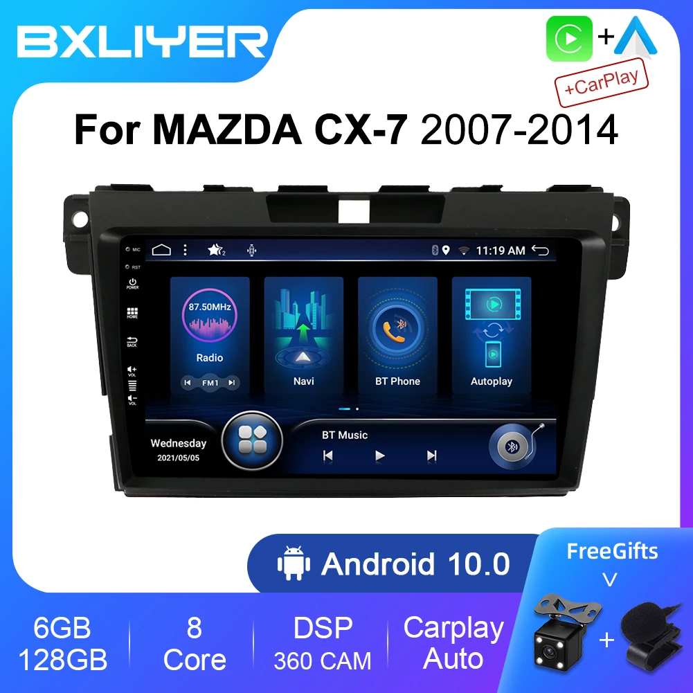 

BXLIYER Android 10 Auto Carplay DSP 6+128GB For MAZDA CX-7 CX7 2007-2014 Car radio Multimedia Video Player 2 Din GPS Navigation