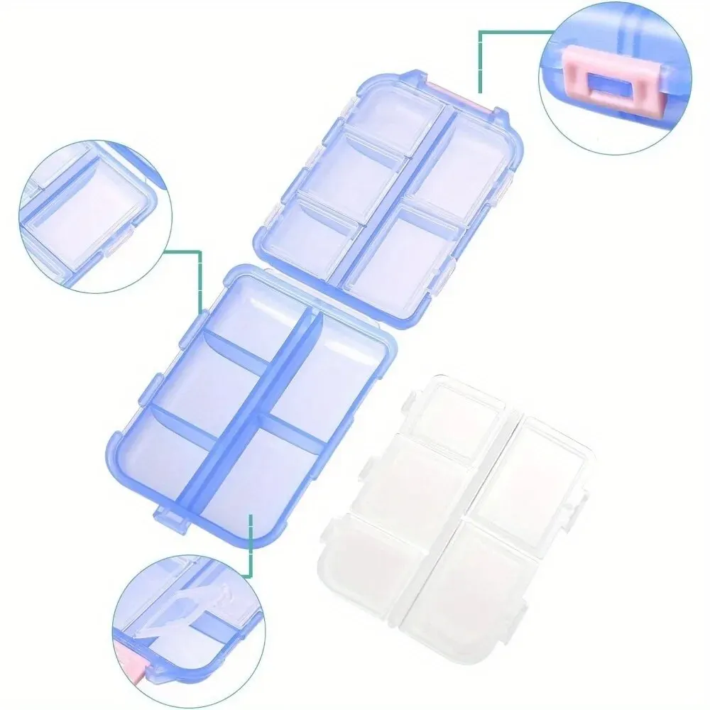 Portable Compact Pill Organizer with 10 Compartments and Customizable Medicine Stickers