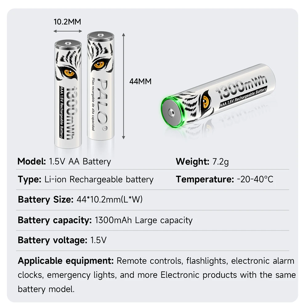 Bateria Li-ion Recarregável Palo Baterias para Câmera Brinquedo Carro Relógios Computador Placa-mãe Aaa 3a 1300mwh 1.5v Aaa - Image 2
