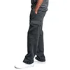 Men's Loose Drawstring Multi-Pocket Pants Loose Straight Leg Casual Outdoor Sports Jogging Solid Color Trend Street Pants 6