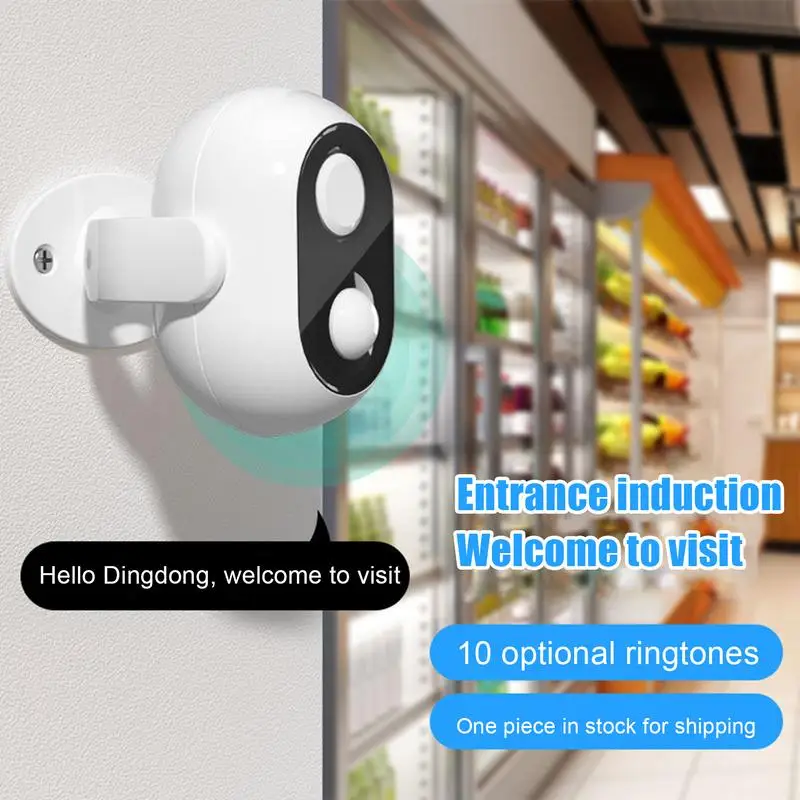 

Door Sensor Chime Commercial Door Entry Alert For Business, Entry Alert Entrance Welcome Sound Player with 360 Degree Rotation