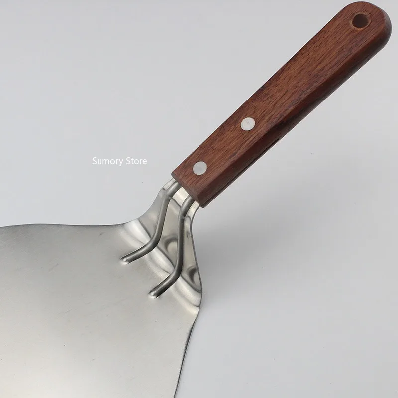 Circle Stainless Steel Pizza Peels Wood Handle Pizza Cake Move Shovel Turners Spatula Pizza Baking Tools Accessories