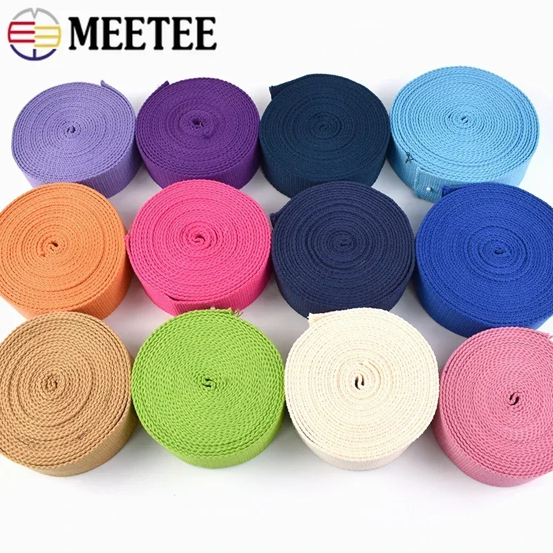 8Meters 20-50mm 2mm Thick Cotton Webbing Tapes Canvas Webbings Ribbon for Sewing Clothing Belt DIY Bags Strap Band Accessories