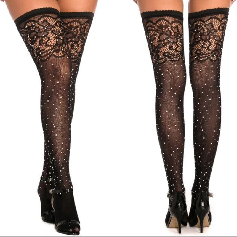 

2023 Summer Fishnet Diamond Pantyhose Women Sexy Fashion Shiny Net Tights Female Slim Rhinestone Mesh Nylon Stockings Tights