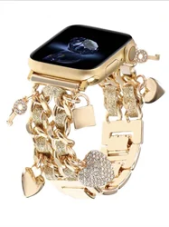 Elegant Metal Bracelet Link Strap for Women - Premium Watch Band Replacement (Gold)