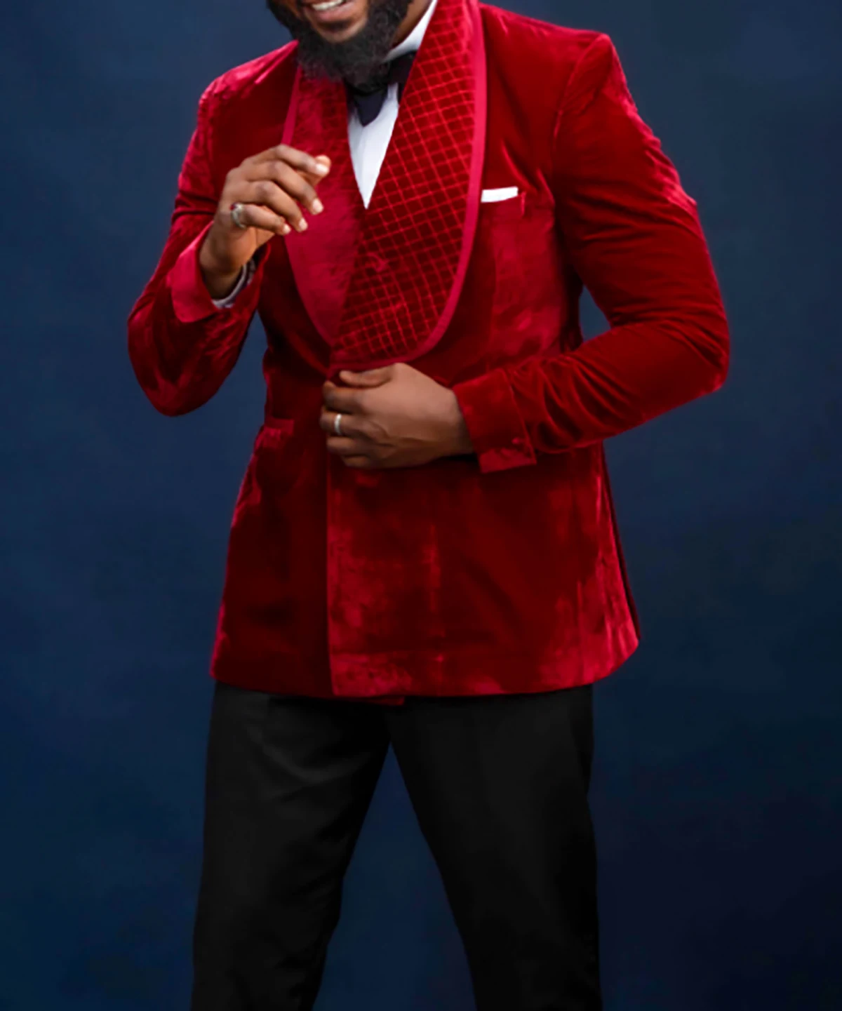 Velvet Men Suit Tailor-Made 2 Pieces Red Blazer Black Pants One Button Wide Lapel Tuxedo Business Wedding Groom Prom Tailored