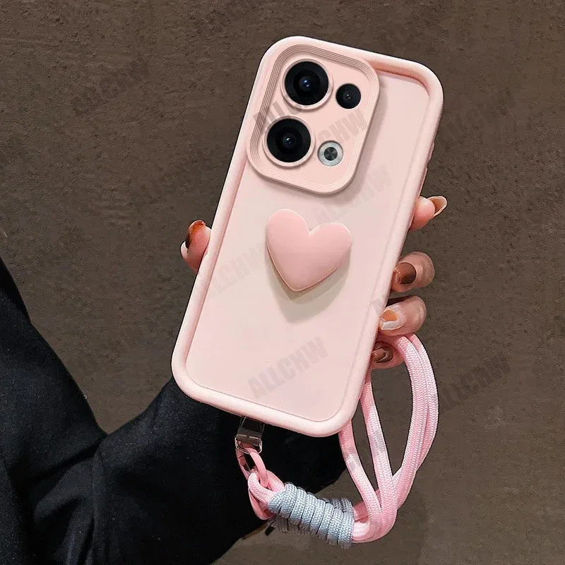 Love Heart Hand Strap Full Package Phone Case Cover
