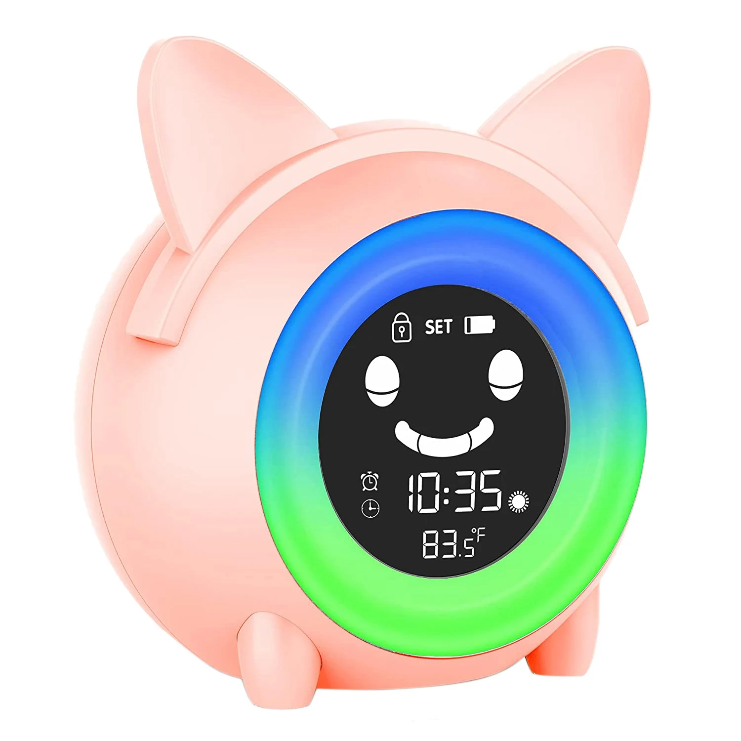 

Alarm Clock for Kids Bedroom Children Sleep Training Clock for Toddlers Wake Up Clock Night Lights for Gifts Pink