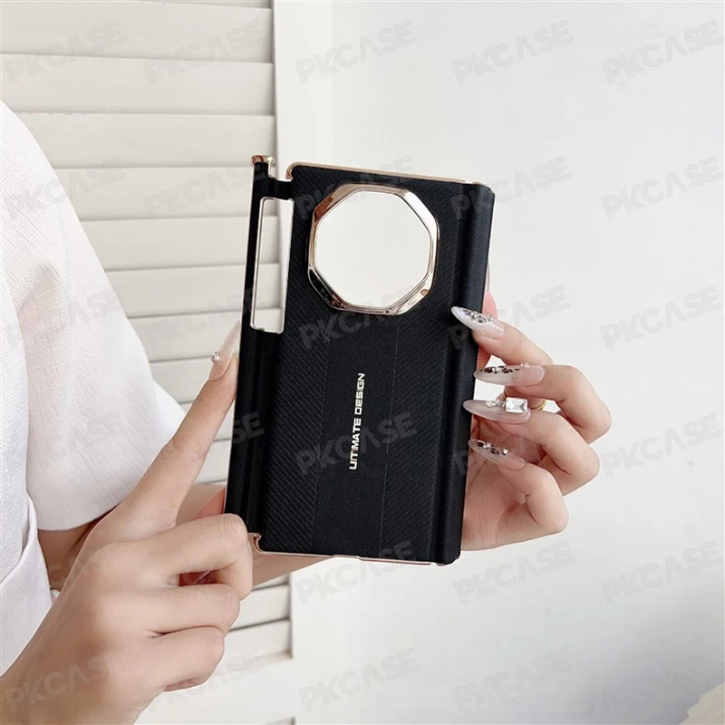 Ultra Thin Shockproof Leather Phone Case with Electroplated Dual-Hinge Guard Protection