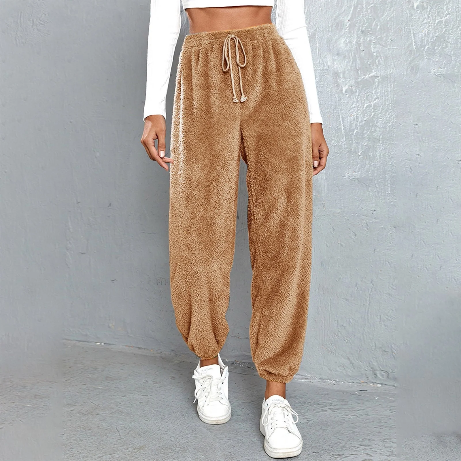 

Winter Women Pants Autumn Solid Color Sports Lady Plush Fleece Warm Home Pants Loose Casual Soft Warm Thick Homewear Sleepwear
