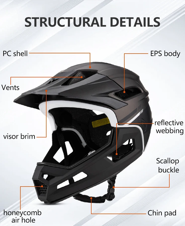 Description Picture 5 of itemEastinear's New Adult Bicycle Helmet Full-face Detachable Outdoor Sports Motorcycle Skateboard Riding Helmet Protects the Head