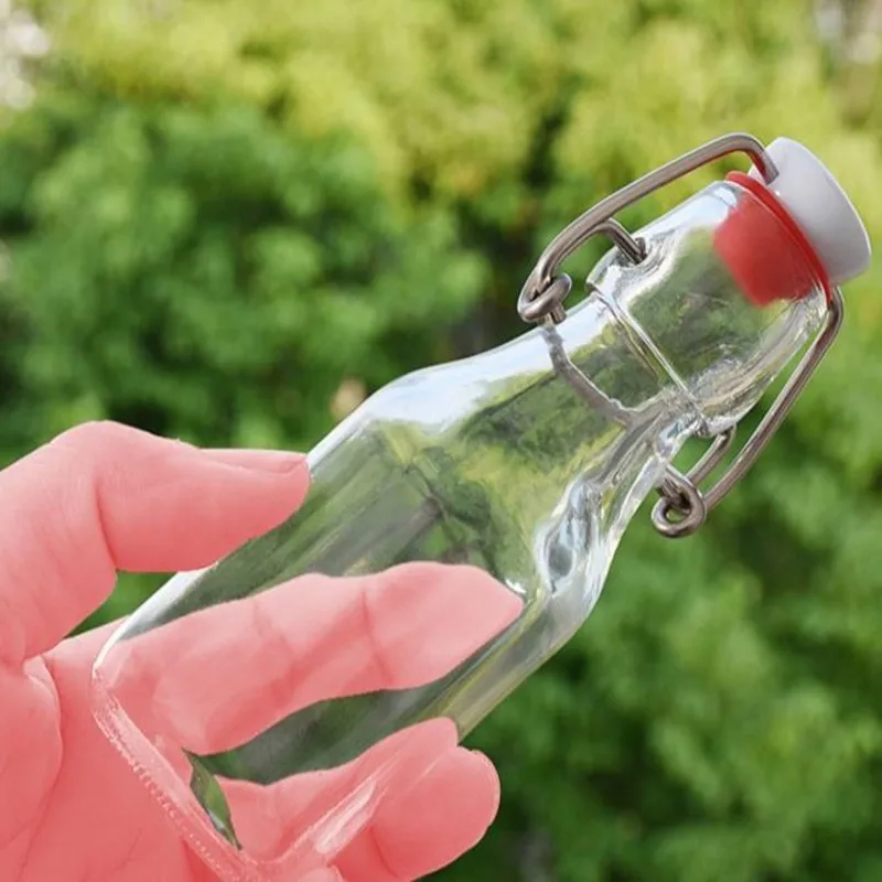 Mini Glass Vinegar Bottle, Kitchen Oil Container, Sealed Beverage Jars, Lid Seal Buckle Storage Bottle, Fresh Lemon Lime 4