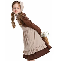 Robe de Cosplay de demoiselle d'honneur cendrillon pour filles, Costume de fête d'halloween, déguisement de spectacle sur scène, vêtements pour enfants, tablier, foulard 4