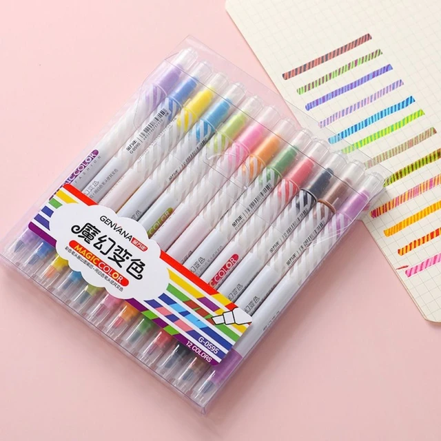 12 Pcs/set Magic Color Drawing Pen Discolored Highlighter Marker Spot Liner  Pens Scrapbooking Art Supplies Stationery School - Art Markers - AliExpress