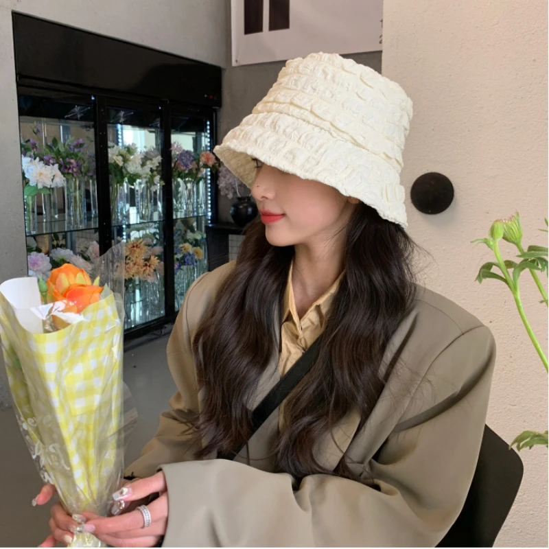 

2022 Spring and Summer Gentle Fisherman Hat Female Korean Version All-match Peated Bucket Sun Hats Sombreros De Mujer