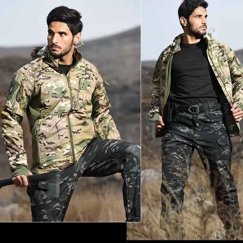 Camo Tactical Jacket Coat Men Clothing Ultralight Fleece Combat Jacket Cycling Hooded Men's Bomber Jacket Outerwear 5