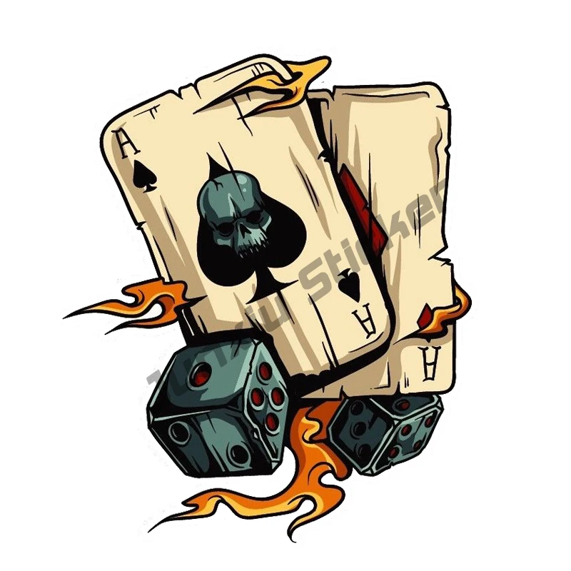 

Creative Sticker Skull Aces Dice Gambling Car Stickers and Decal for Window Laptop Motorcycle Bumper Auto Accessories KK13x9cm