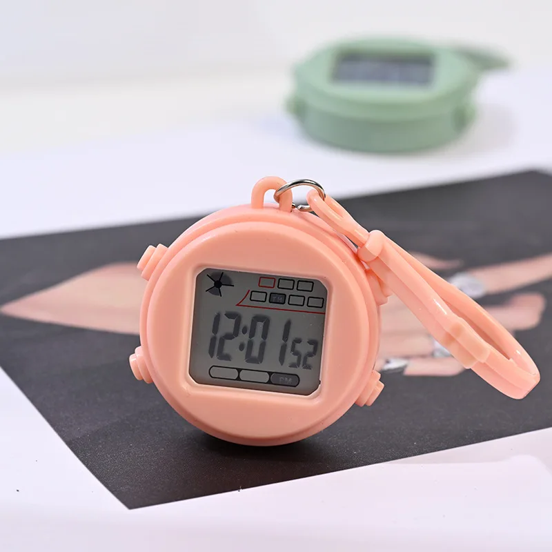 Keychain small hanging watch night light alarm clock mini electronic watch student backpack buckle watch