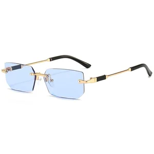 Солнечные очки без оправы для мужчин и женщин UV400, прямоугольной формы, модные популярные, маленькие квадратные, для путешествий