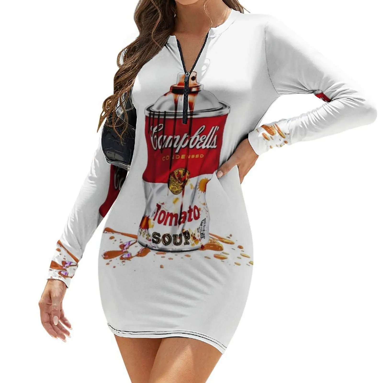 

Andy Warhol's Crushed Can Long-Sleeve Bodycon Dress woman dress Elegant gown Women's summer suit Long dress woman